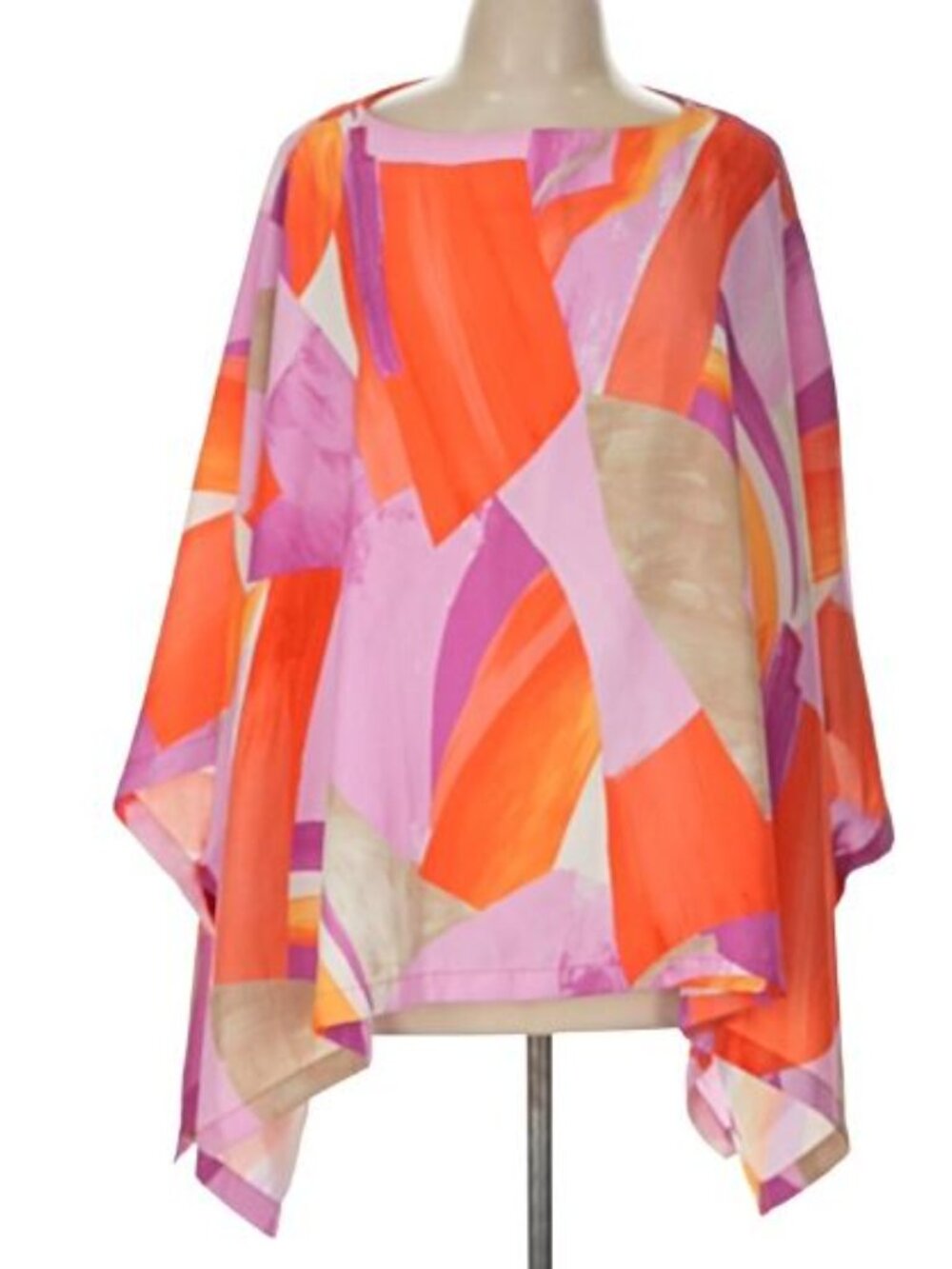 Chico's Abstract Pink Poncho S/M